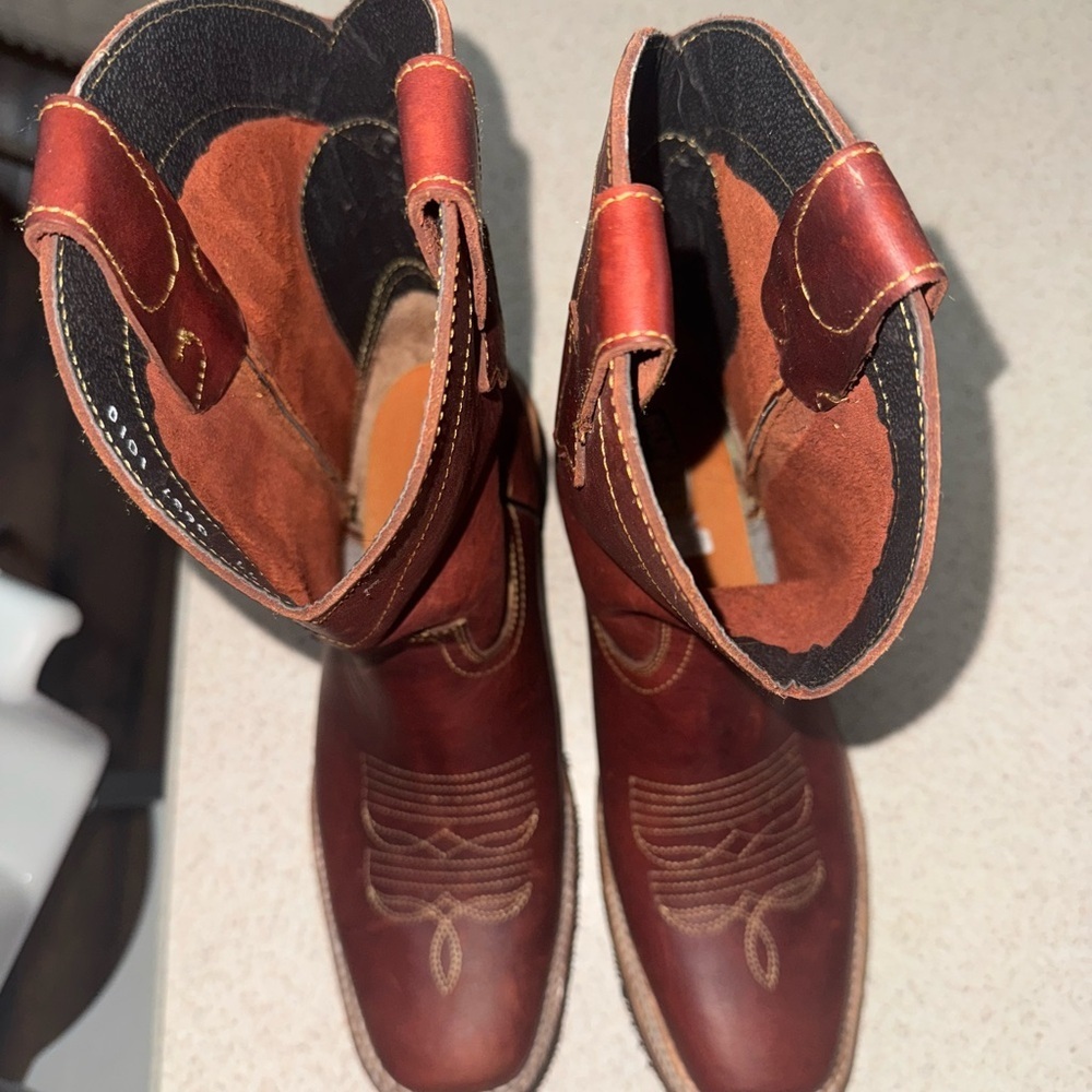 Roger Men’s Brown Leather Western Size 9 USA & 27 MX Square Toe Cowboy Boots - Picture 7 of 7